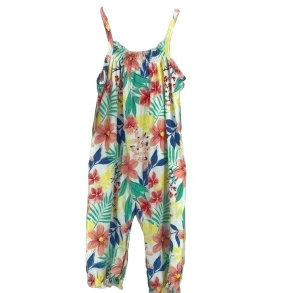 CJP Baby Girl Floral Safari Tropical‎ Sleeveless Coverall Jumpsuit 6-9 Months